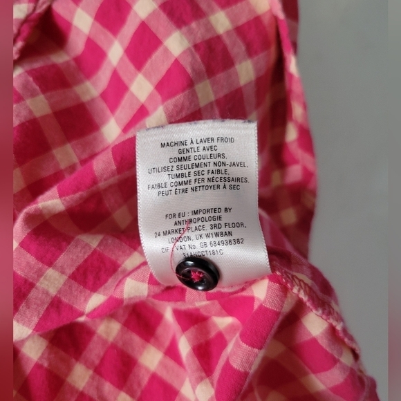 Holding Horses Gingham Ruffle Roll-tab Sleeve Button-down Shirt Size 4 Pink - Picture 3 of 13